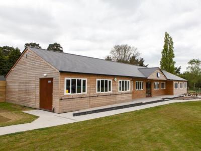 Pic 7. 27.6m x 9.0m Cricket Pavilion with fibre cement slate roof